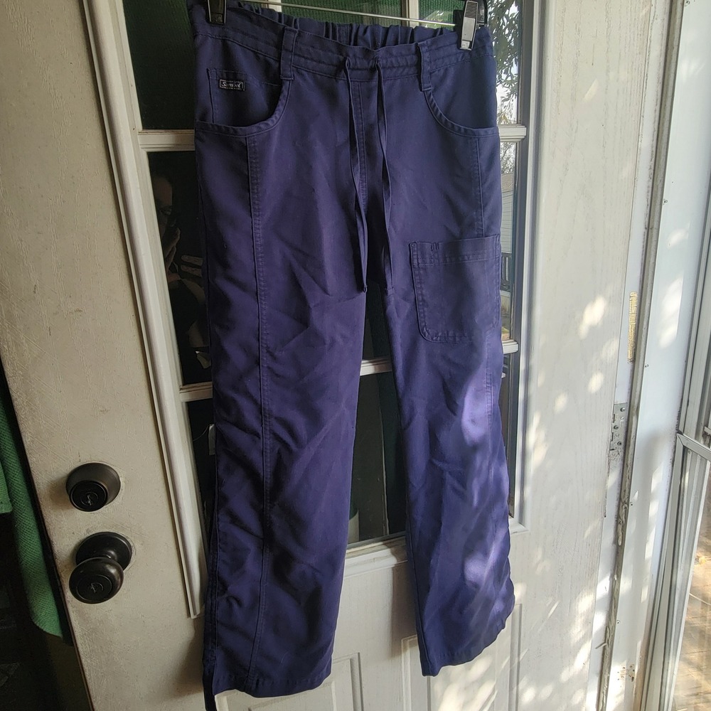 Sanibel Scrubs Purple Cargo Scrub Pants Womens XXS Petite Drawstring Medical
